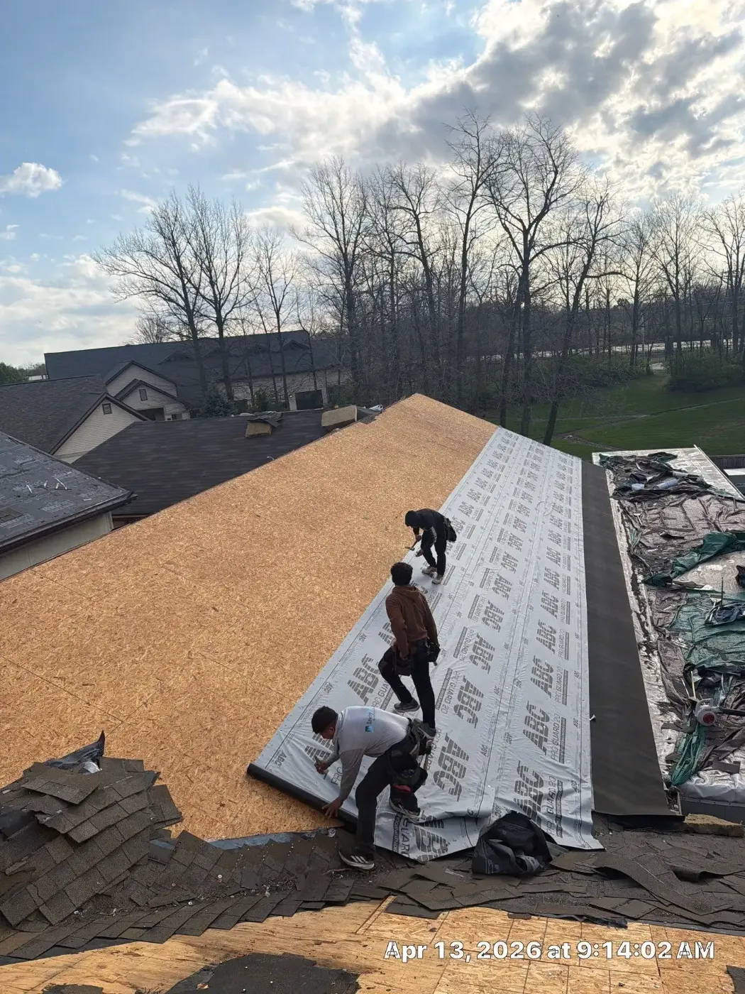 Tarping and dry-in on a Ellettsville commercial roof